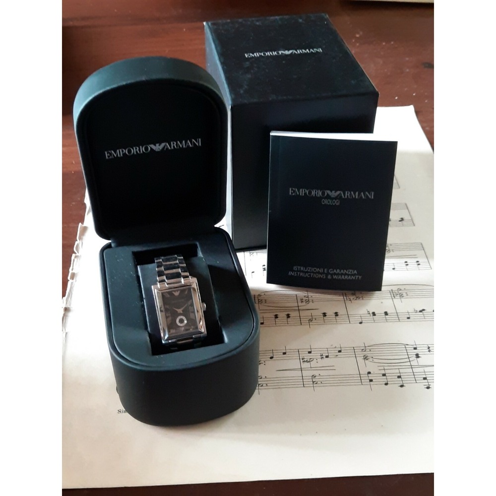 Emporio Armani Classic Ladies Watch AR5655 Silver Stainless Steel Gunmetal Dial